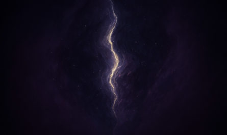 Das Bild zeigt einen dunklen Himmel der durch einen hellen Blitz geteilt wird.